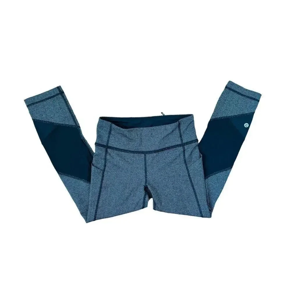 Lululemon Pace Rival Crop Giant Herringbone Heathered Black Size 4